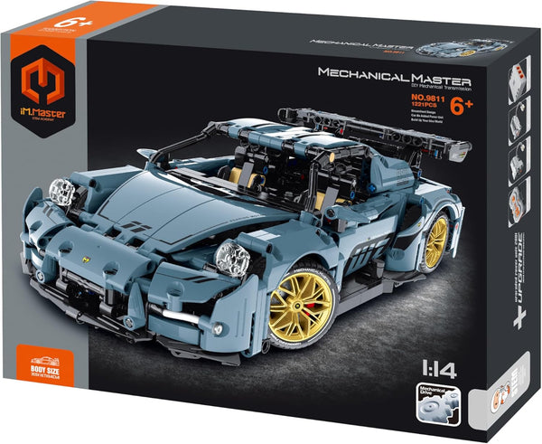 STEM Mechanical Transmission Engineering Building Toy, 1:14 Scale Super Car Blocks Take Apart Kit, 1221 Pcs