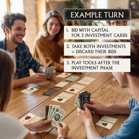 20-40 14+, 2-6 Sharks of Wall Street Auction Core Bidding Card Game Portable, Quick, Entertaining, Easy To Learn