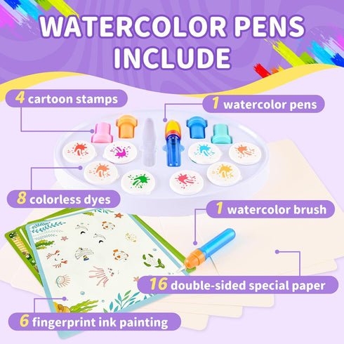 Set 3,4,5,6,7,8,9 MINDNOOK Magic Brush Painting for Kids, Mess Free Art Station with Color-Changing Brush for Creative