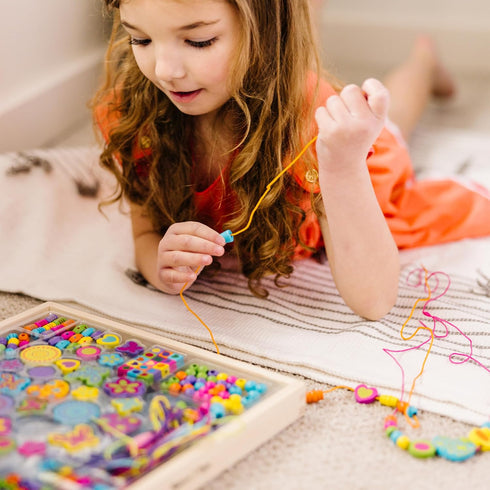 Melissa & Doug Created by Me! Bead Bouquet Deluxe Wooden Bead Set with 220+ Beads for Jewelry-Making, Multicolor, 9½