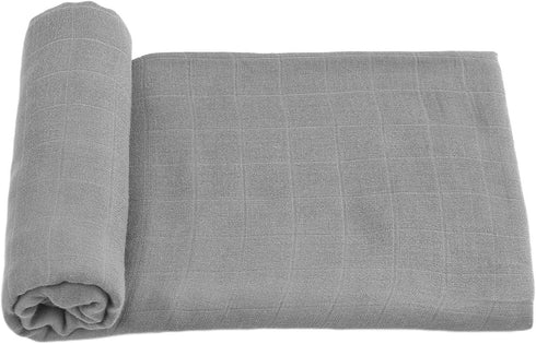 Hollyoo 100% 47''x47'' Muslin Swaddle Blanket, Viscose Made from Bamboo Solid Gray Unisex Swaddle Wrap, Soft Silky
