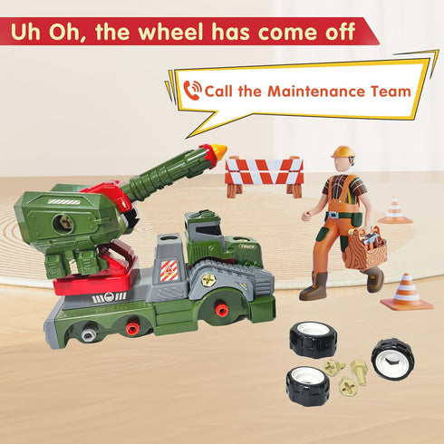 11inches 3-10 Large Take Apart Trucks Army Toys for Boys Girls Kids Year Old Missile Vehicles Anti Aircraft Trucks Toys