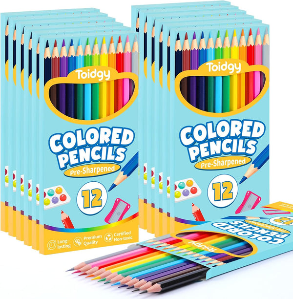 Toidgy 144 Count Colored Pencils for Kids, 12 Packs Colored Pencils Bulk