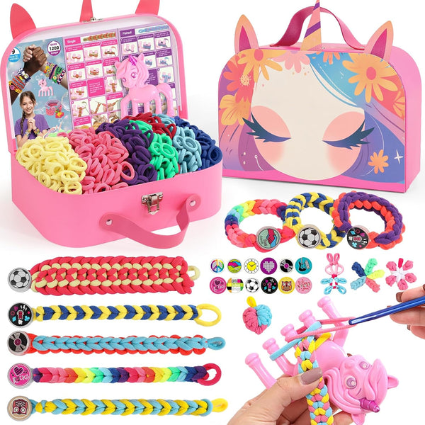 Bracelet Making Kit Gift for Girls Ages 8-12, 1200 Colorful Elastic Cloth