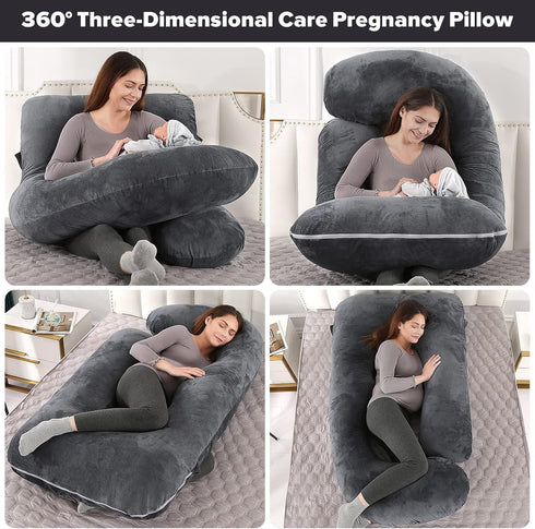 Elover 57" U-Shaped Full Body Pregnancy Pillow for Sleeping Maternity Pillow with Removable Cover, Support for Back