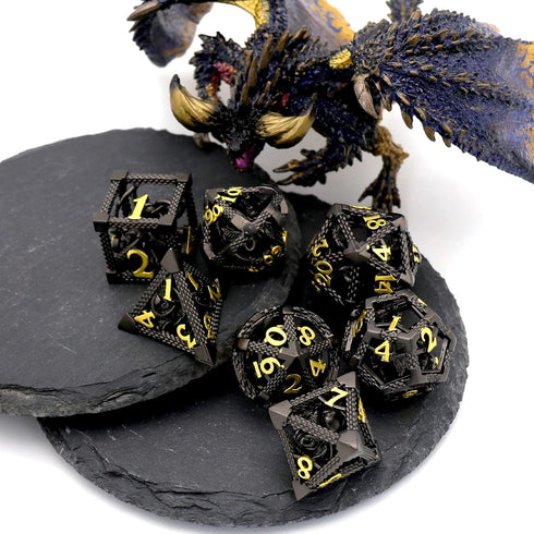 Set DND Dice, Dungeons and Dragons Metal Dice Polyhedral Role Playing Gaming HNCCESG Hollow Cthulhu Dice for Table Game