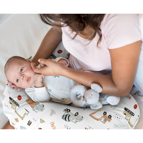 Sweet Jojo Designs Construction Truck Nursing Pillow Cover Breastfeeding Pillowcase for Newborn Infant Bottle or Breast