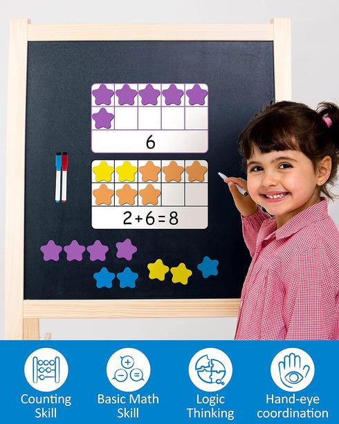 Coogam Magnetic Ten-Frame Set, Math Manipulative EVA Number Counting Games for Kindergarten Classroom Kids 3-5