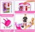 Doll House Portable & Foldable Dollhouse with 60+ Pcs & 2 Dolls, Playhouse Toy for Kids