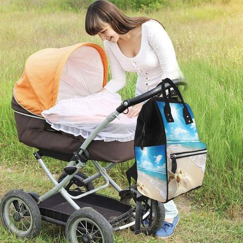 DWVTSLH Summer Backpack Mummy Backpack Bright Sunshine Beach Diaper Bag Multifunction Nappy Bags Waterproof Large
