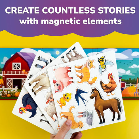 1-3 20+Pcs 3-5 2-4 QUOKKA Travel Magnetic Puzzles for Toddlers Farm Toy Game with Extra-Long Play Book Fun Travel Game