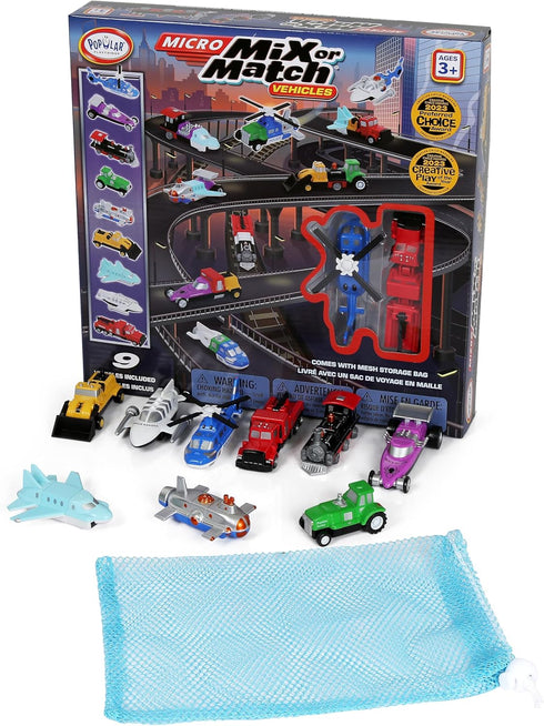 Popular Playthings Magnetic Vehicles for Toddlers 1-3, Mini Mix or Match Car