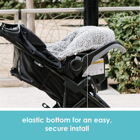 JJ Cole Winter Baby Car Seat Cover with Warm Sherpa Lining for Baby Seat or Stroller - Cuddly Gray
