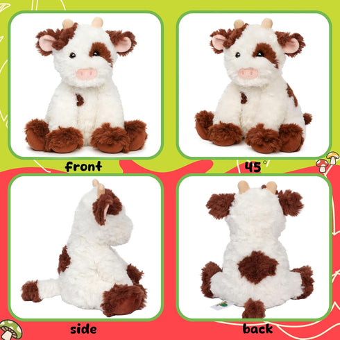 9'' Hopearl Adorable Plush Cow Toy Floppy Dairy Cattle Soft Stuffed Animal Cute Birthday Gifts for Boys Girls Kids