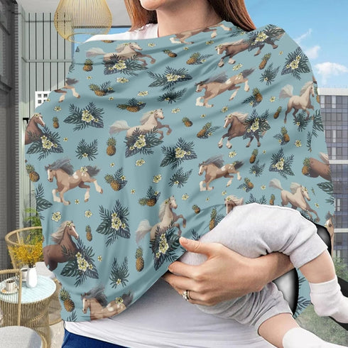 Hechitok Horse Flower Infant Car Seat Cover Nursing Breastfeeding Covers Baby Carrier Cover Car Seat Cover for Babies