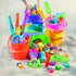 12 Pack 7 Inch 3+ Fun Express Sand Buckets for Kids - Premium Beach Buckets with Easy-Grip Handles | Durable Plastic