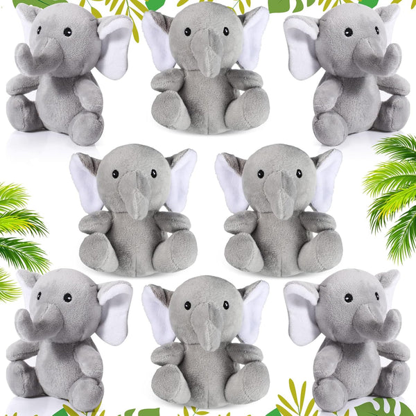 8 Pcs Plush Mini Elephant Stuffed Animal Toys, Cute Soft Forest Elephants for Baby Shower