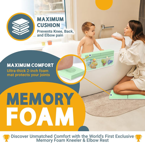 Elbow Set, 2-Inch Bath Kneeler and Rest Pad Thick, Memory Foam, Water-Resistant Mat Baby Bath Time Essentials Cushion