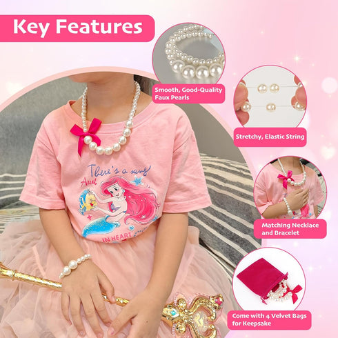 kilofly Princess Party Favor Jewelry Value Pack, 4 Sets of Necklace & Bracelet
