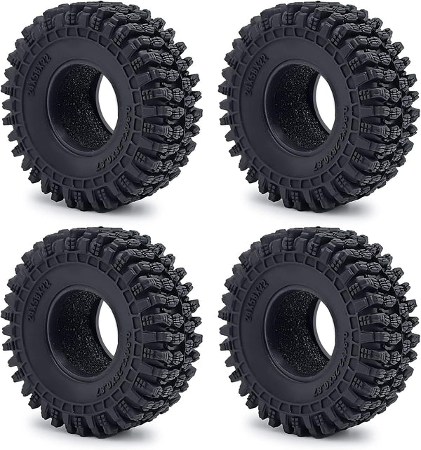 RC 58mm Rubber Crawler Tires with Foam, Pack of 4 for 1/18 TRX4M Upgrade Parts, Style B
