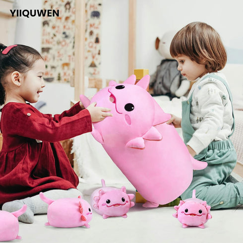 Cute Axolotl Plush Stuffed Animal with 4 Baby Soft Pillows - Valentine's Day, Birthday Gift for Kids