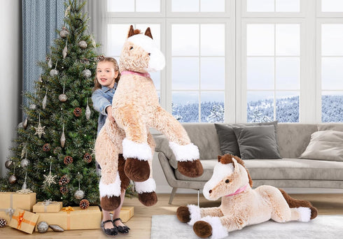 MaoGoLan Large 3 ft Horse Plush Stuffed Animal, Ridable Pony Plush Pillow for Kids, Valentine Gift