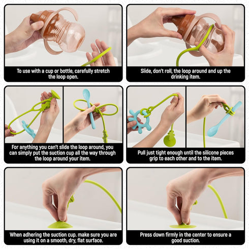 Dont Drop It Don't Drop It Silicone Suction Cup Strap Tether - Keep Cups, Bottles, Toys, and More from Hitting The