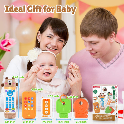 6+ Baby Remote Control Toy with Phone Teether & Teething Keys & Car Remote, Remote Teether for Baby with Realistic