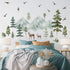 Mountain Wall Decals Large Pine Tree Wall Decals Peel and Stick Forest Tree Deer Birds Woodland Animal Decal Mountain
