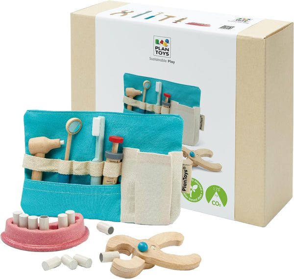 PlanToys Pretend Play Dentist Toy Set for Kids | Wooden Doctor Kit
