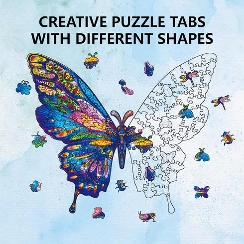 GLOBLELAND 120 Pcs Wooden Jigsaw Puzzles for Adults - Colorful Butterfly Shaped Puzzles