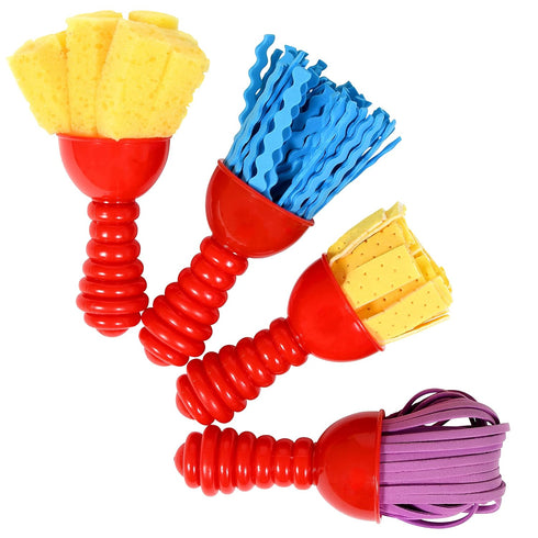 READY 2 LEARN Textured Art Tools - Set of 4 Jumbo Paint Brushes for Kids - Set 2, Multicolor