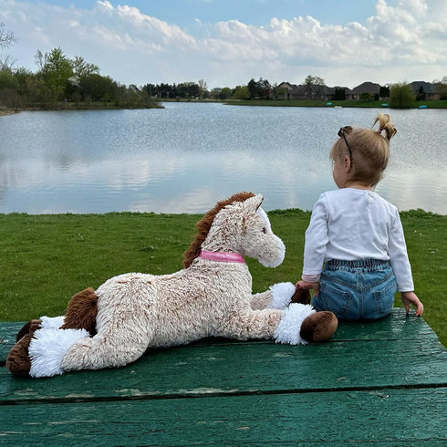 Tezituor Big Stuffed Horse Animal Toy, 35 Inches Large Realistic Plush Pillow for Kids and Girlfriend
