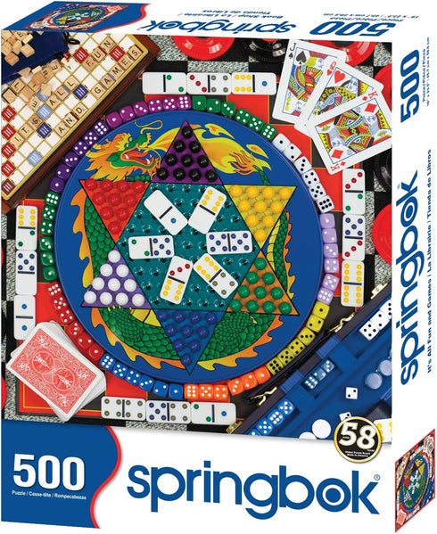 500 Springbok It's All Fun & Games Piece Jigsaw Puzzle for Adults Features a Collage of Some of Your Favorite Classic