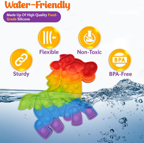 only U Set, Set 4 Pack Animals Pop Fidget Toys Silicone Rainbow Dinosaur Popper Fidget for Children, Sensory Squeeze