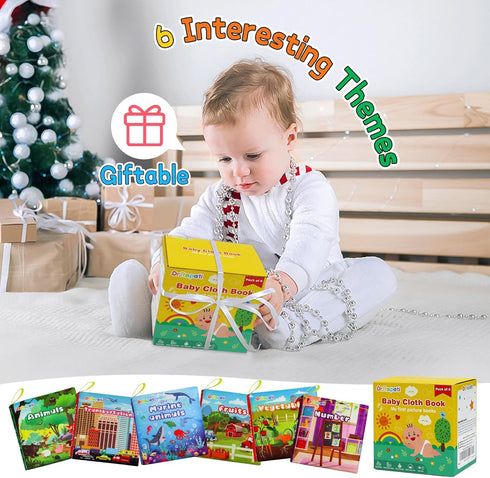 6-Pack Dr.Rapeti Soft Cloth Books Baby Books Bath Books for Baby Infant Toddler Kids Crinkle Squeaky Washable Chewable