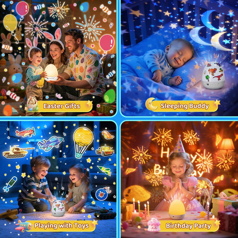 15 Sounds+12HD Films+360Rotating Dinosaur Egg Light for Nursery Sound Machine | Sleeping | Dnio Gifts for Kids Primal