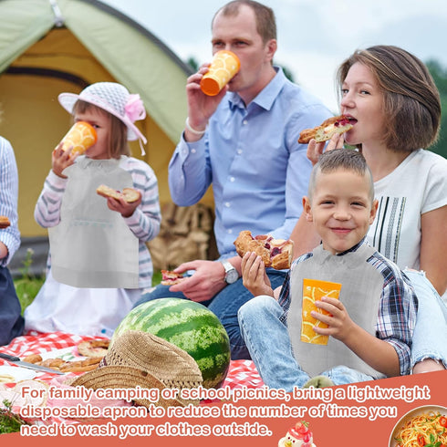 Skicuff 500 11" 15.75" Pcs Disposable Plastic Bibs Bulk for Kids x Children Eating Bibs with Crumb Catcher for Toddlers