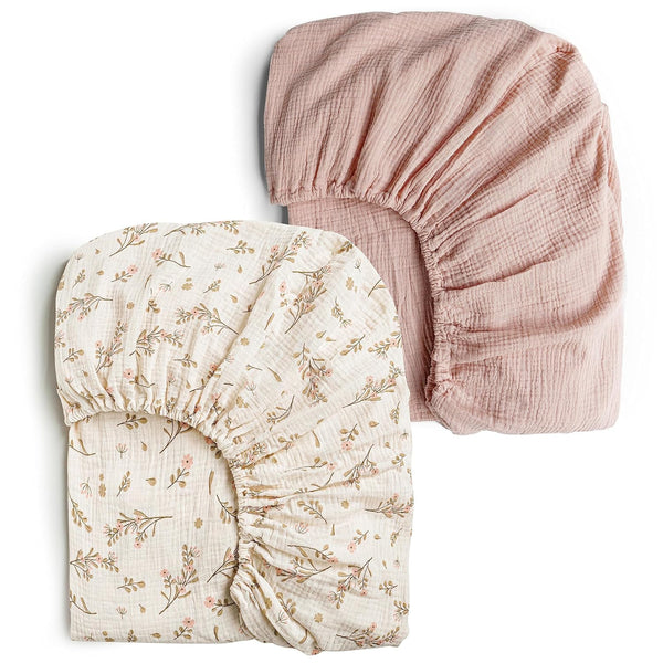 Konssy Muslin Crib Sheets for Girl Boy, 2 PCS Soft and Breathable
