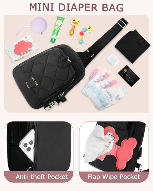 Compact Diaper Purse with Changing Pad - Ideal for Travel & Everyday Use