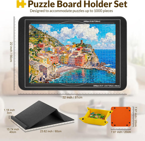 LOTMOFUN 1000 6 Puzzle Board for Pieces with Angle Adjustable Stand, Patented Lightweight Felt Jigsaw Puzzle Board