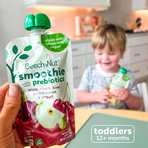 Beech-Nut Toddler Smoothies with Prebiotics, Apple Cherry Kiwi Purple Carrot & Yogurt, 3.5 oz (12 Pack)