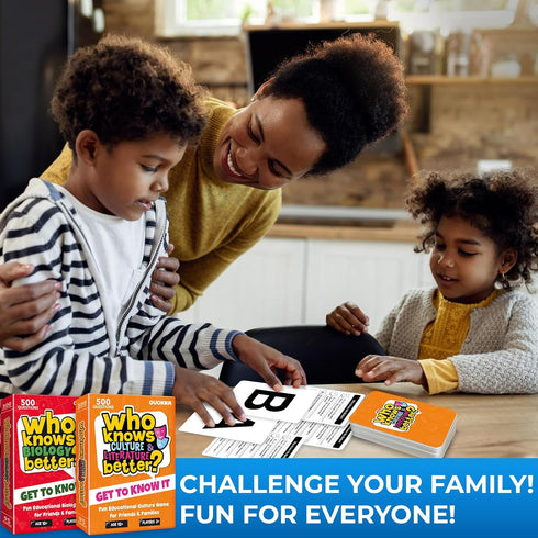 8-12 Set 4 2000+ QUOKKA Board Games for Kids and Family - of Who Knows It Better? - Questions Across Biology, Culture