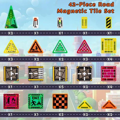 Tiles,42PCS 3+,Magnet Magnetic Magnetic Building Blocks with Metal Storage Box,Magnetic Tiles for Kids Ages Tiles