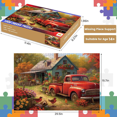 1000 Piece Puzzle for Adults,Wooden Jigsaw Puzzles,Puzzles for Adults 1000 Pieces and Up,House in The Countryside Puzzles for Adults,Artistic Decorations, Educational Toys,Finished Size 29.5"X20"