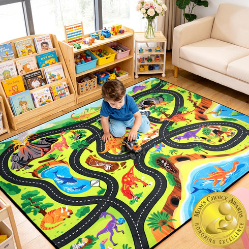 Cavorel Kids Road Rug 3x5 Ft,0.4 Inch Thick Soft Car Track Rug with