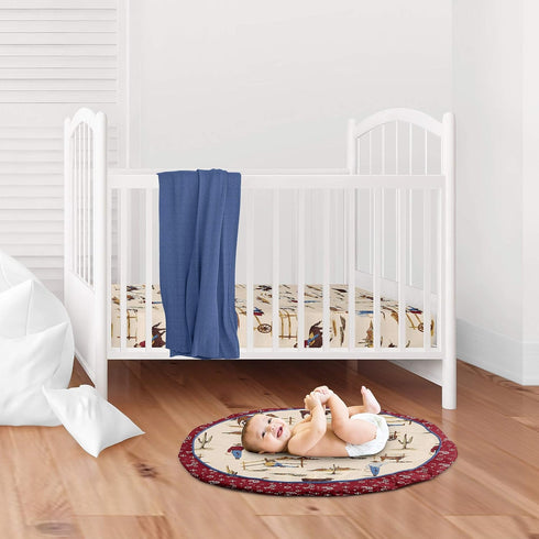 Tummy Sweet Jojo Designs Tan and Red Cowboy Playmat Time Baby and Infant Play Mat for Wild West Collection