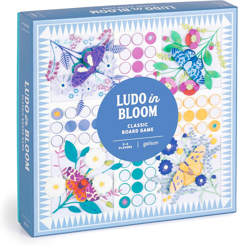 Galison Ludo in Bloom – Floral Version of Classic Ludo Board Game for Family Game Night, 2-4 Players