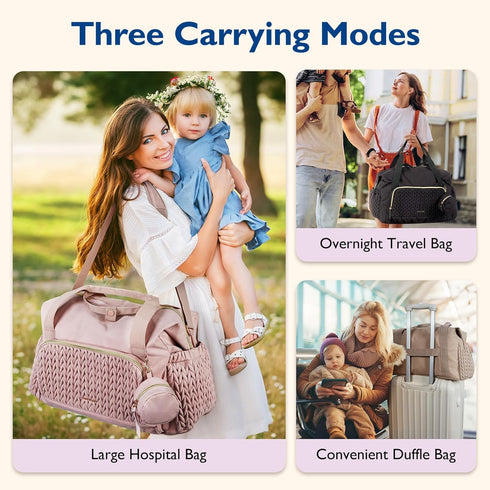 mommore Diaper Bag Tote, Large Capacity Travel Diaper bags, Hospital Bag for Labor Delivery, Baby Bag with Pacifier