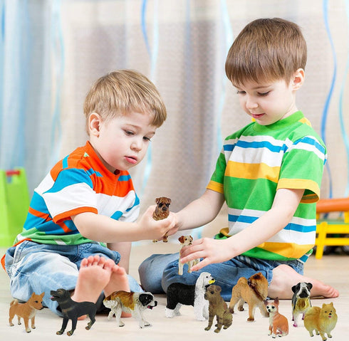 Liberty Imports 18 PCS Large Dog Figurines Playset, Realistic 4" Toy Pet Figures